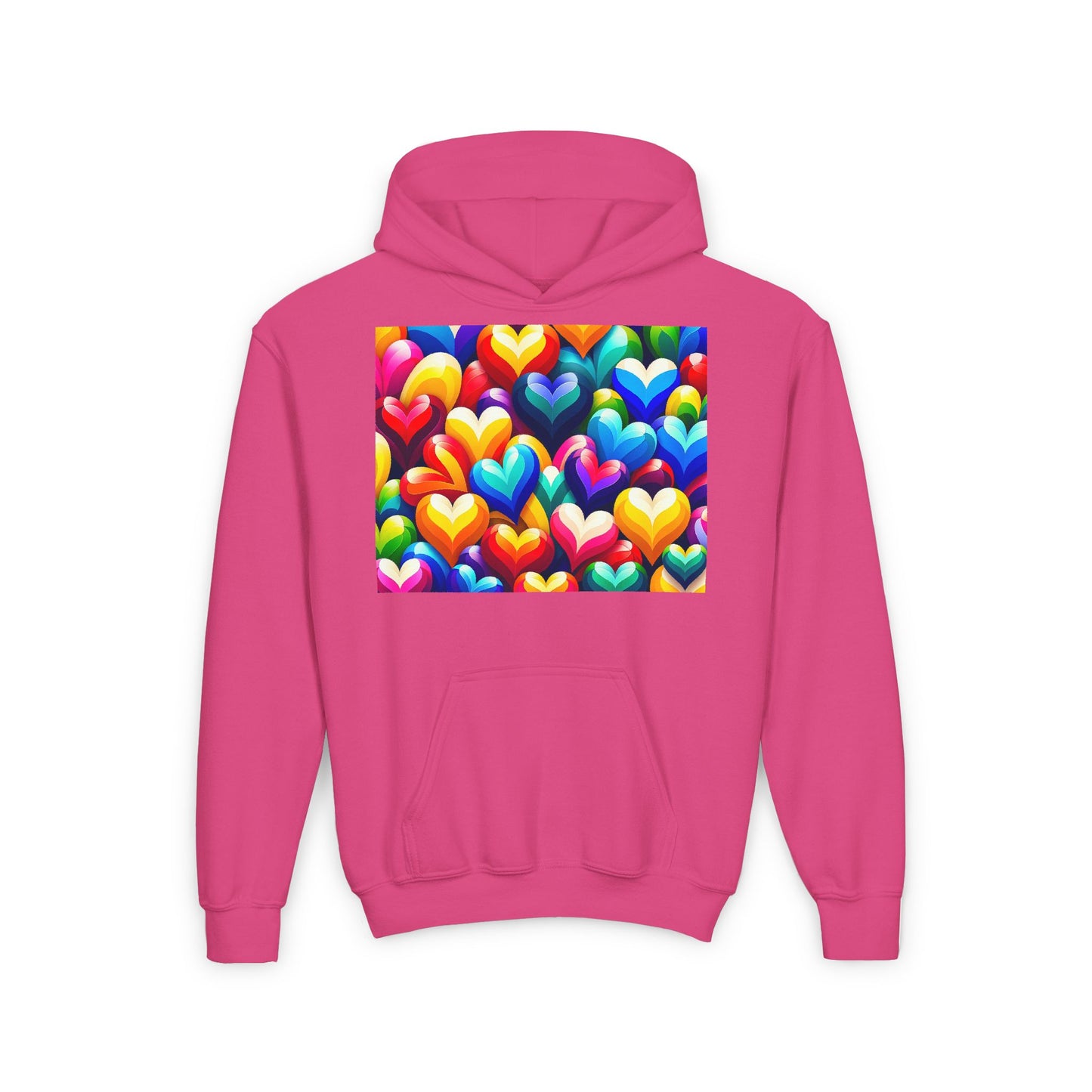 Youth Heavy Blend Hooded Sweatshirt (Colorful Hearts)