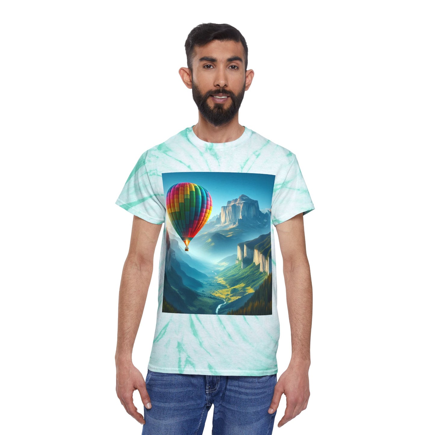 Cyclone Tie-Dye Tee with Hot Air Balloon Design - Vibrant Summer Graphic Tee