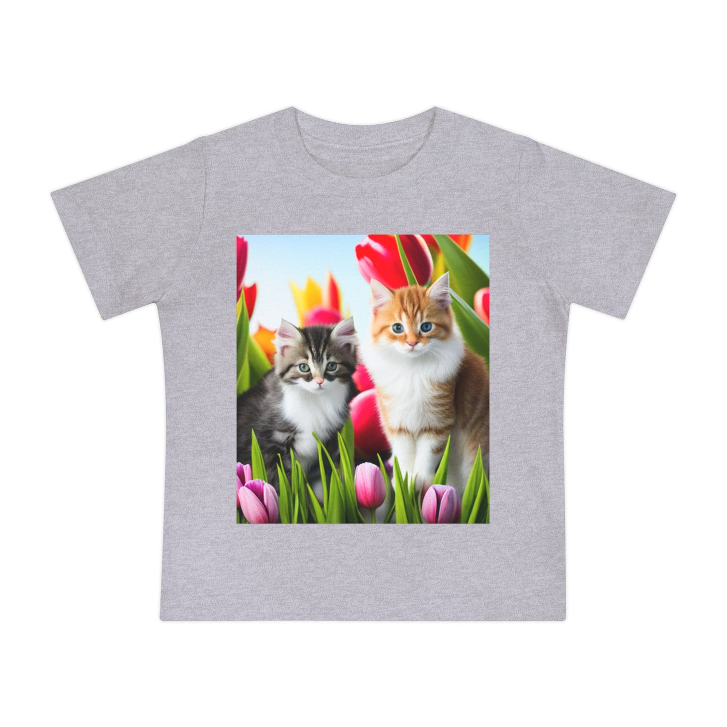 Baby Short Sleeve T-Shirt (Kittens/Tulips)