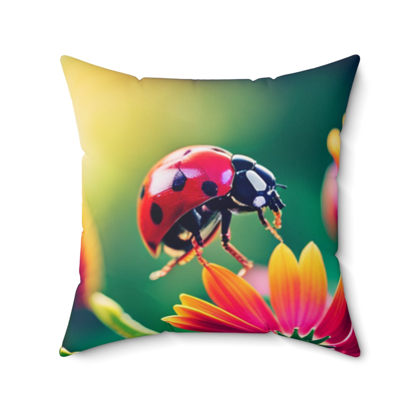 Spun Polyester Square Pillow (Lady Bug)