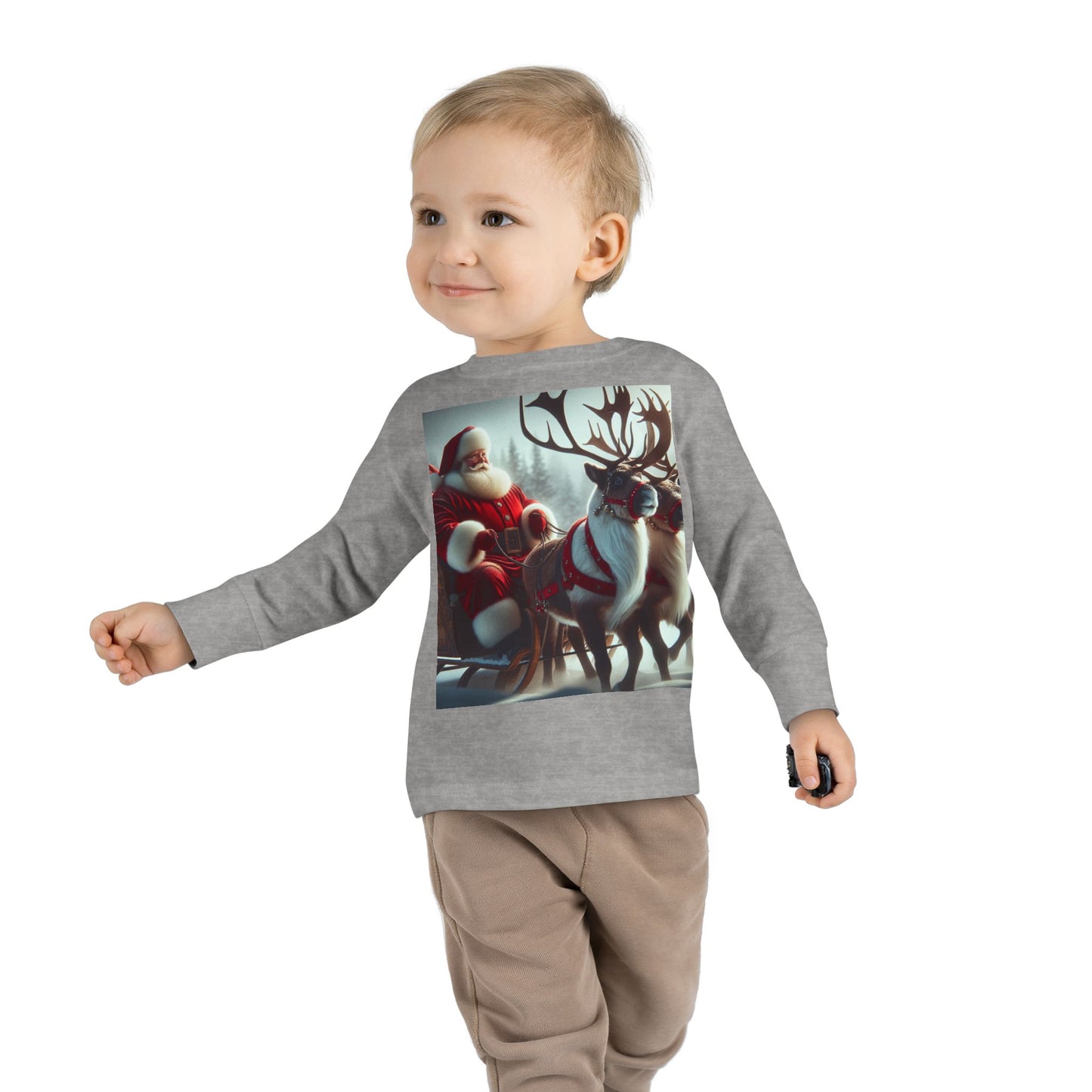 Toddler Long Sleeve Tee (Santa/Reindeer)