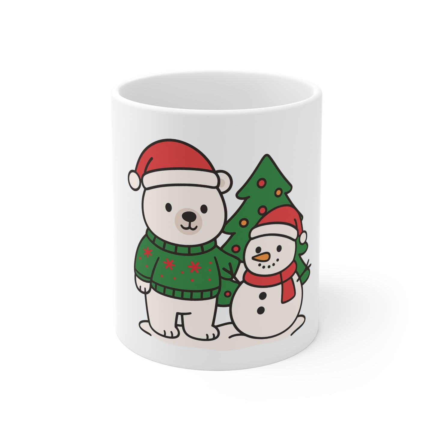 Cute Polar Bear and Snowman Mug