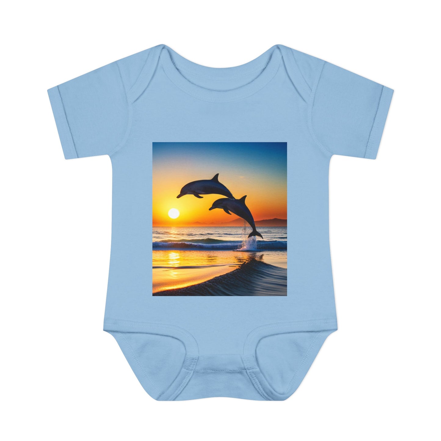 Infant Baby Rib Bodysuit (Dolphins)