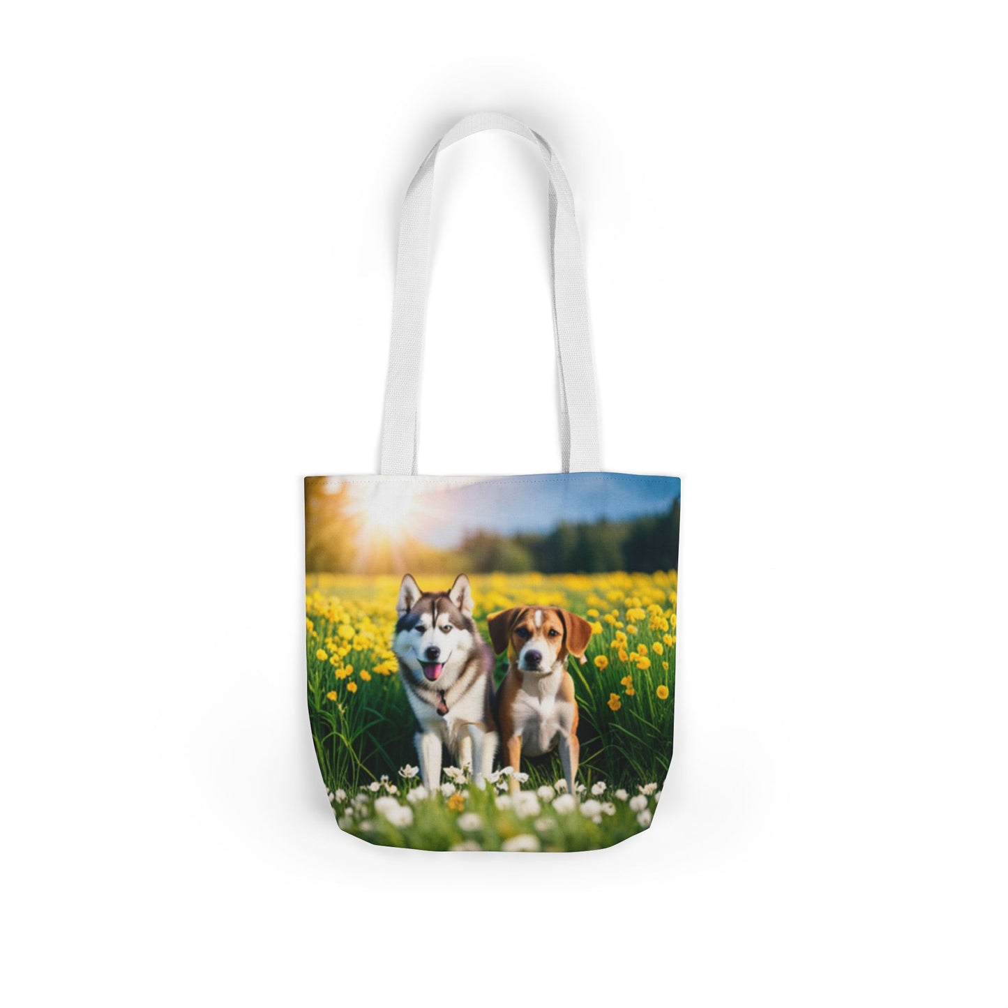 Canvas Tote Bag, 5-Color Straps (Husky/Beagle)