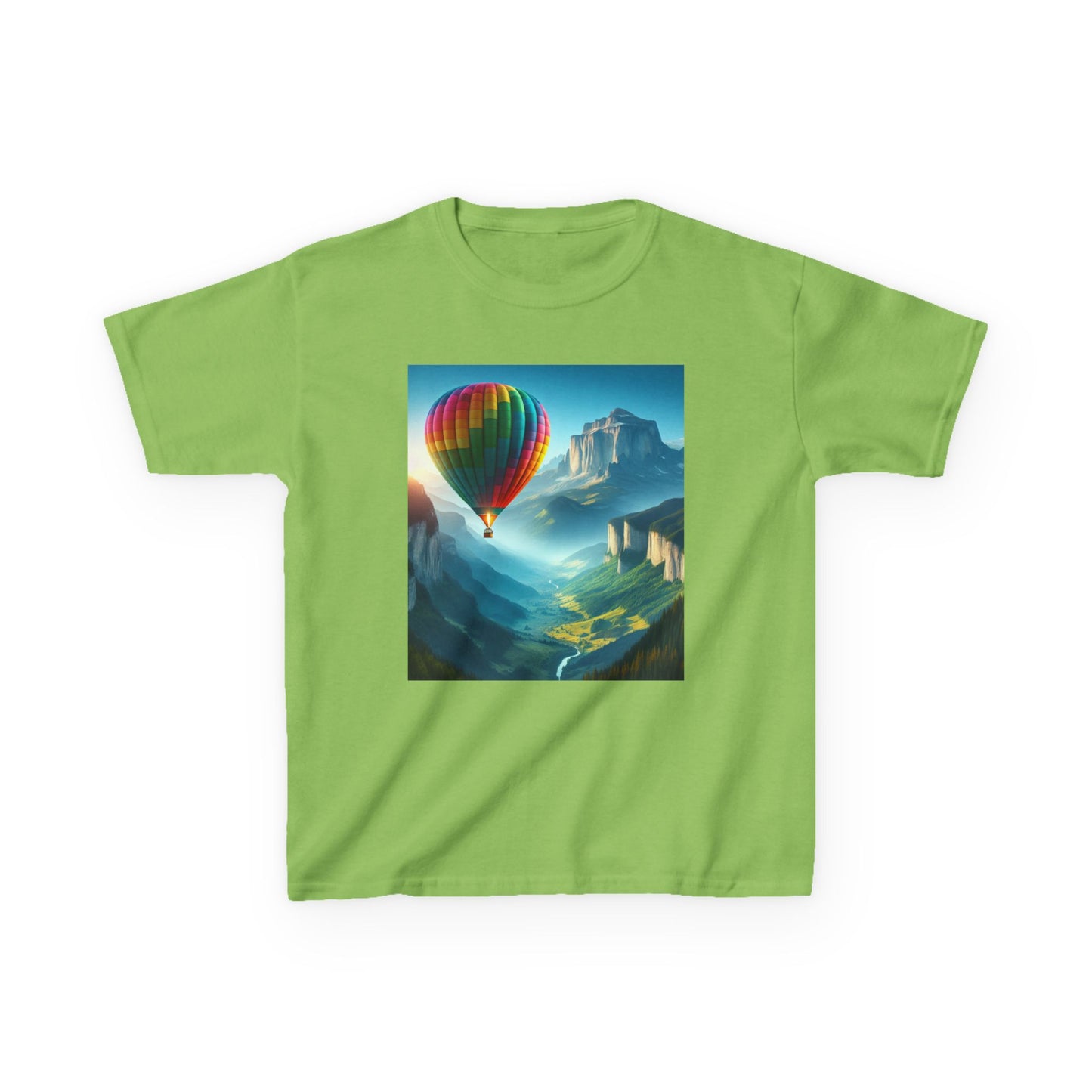 Kids Heavy Cotton™ Tee - Colorful Hot Air Balloon Adventure Tee for Young Explorers