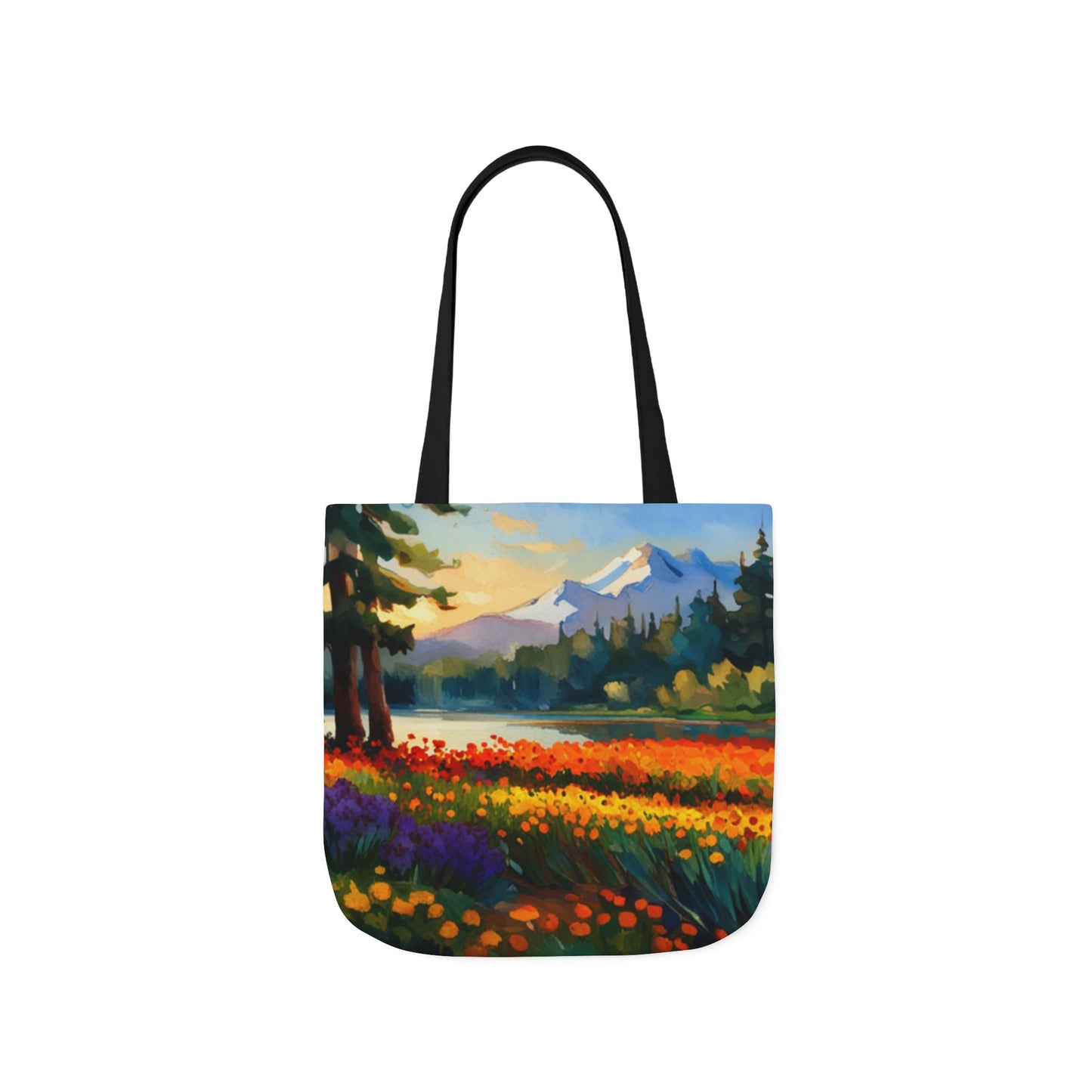 Canvas Tote Bag, 5-Color Straps (Flower Meadow)