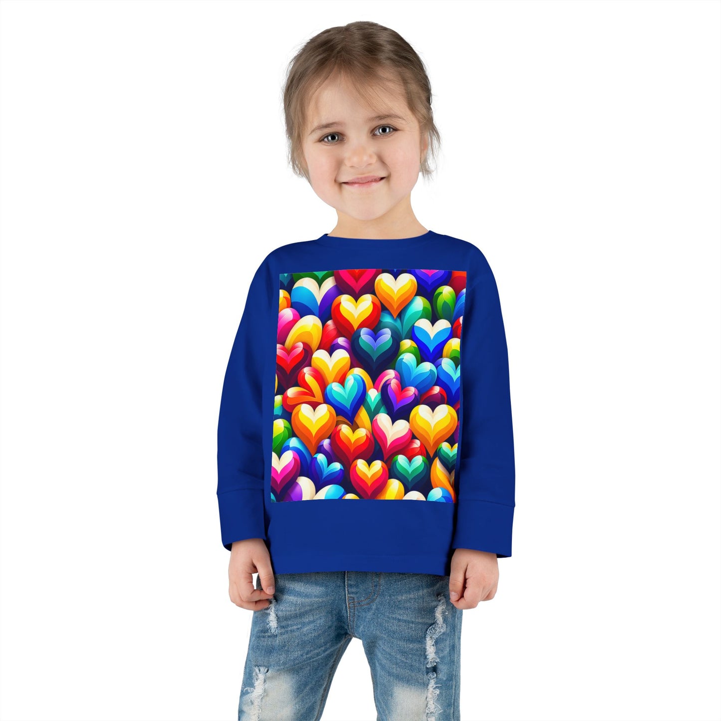 Toddler Long Sleeve Tee (Colorful Hearts)