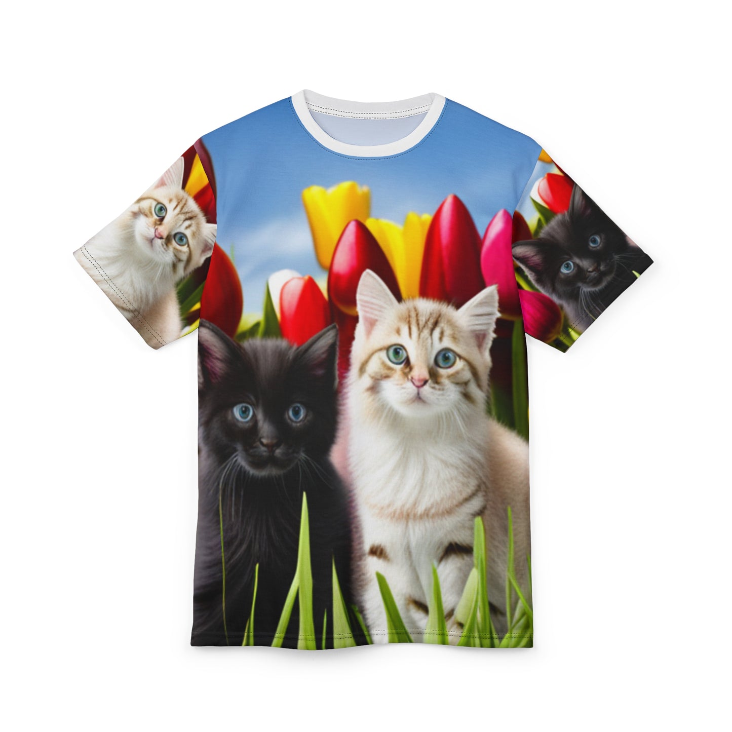 Unisex Cut & Sew Tee (AOP) (Kittens)