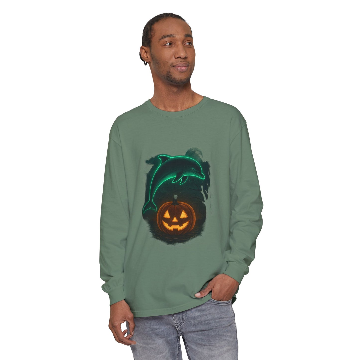 Spooky Dolphin Halloween Long Sleeve Tee
