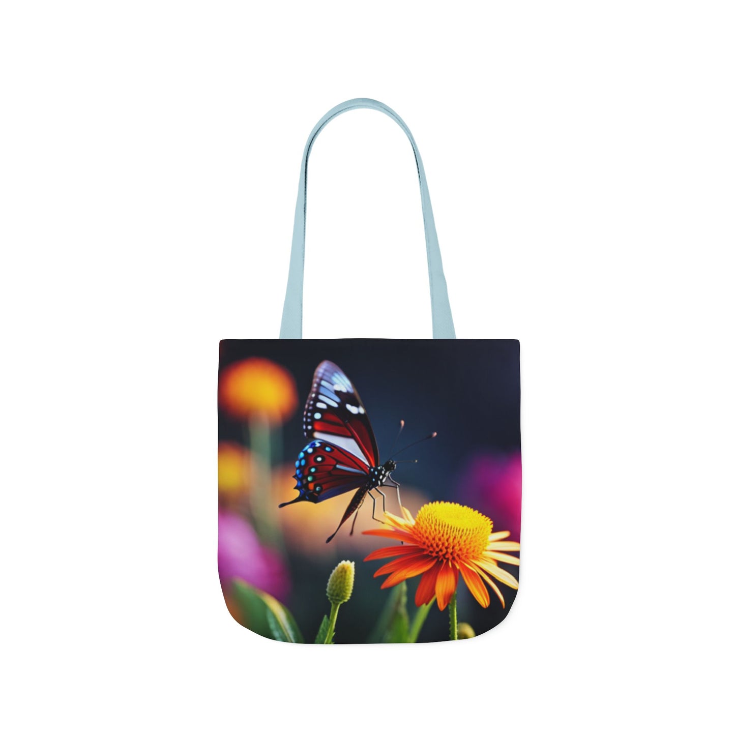 Canvas Tote Bag, 5-Color Straps (Butterflies)