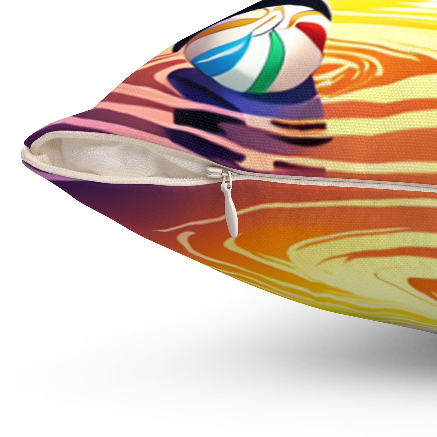 Spun Polyester Square Pillow (Dolphin Beach Ball)