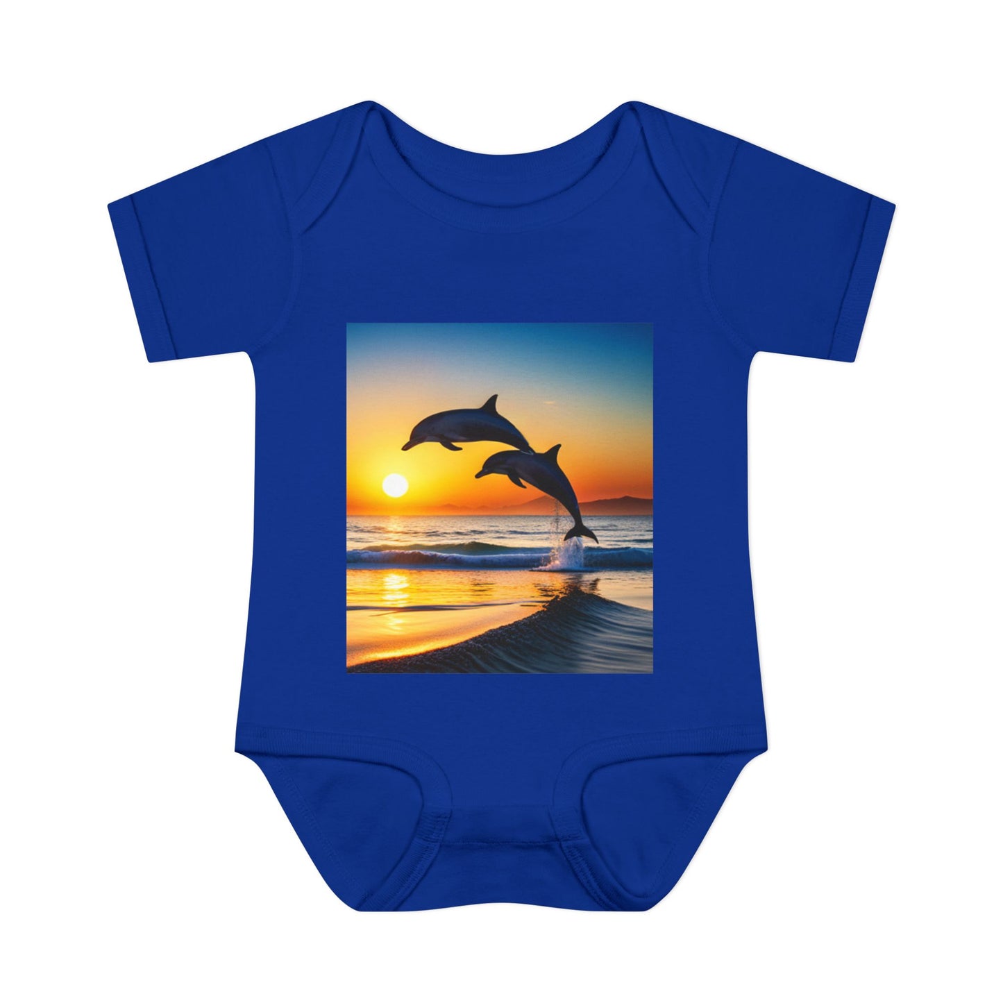 Infant Baby Rib Bodysuit (Dolphins)