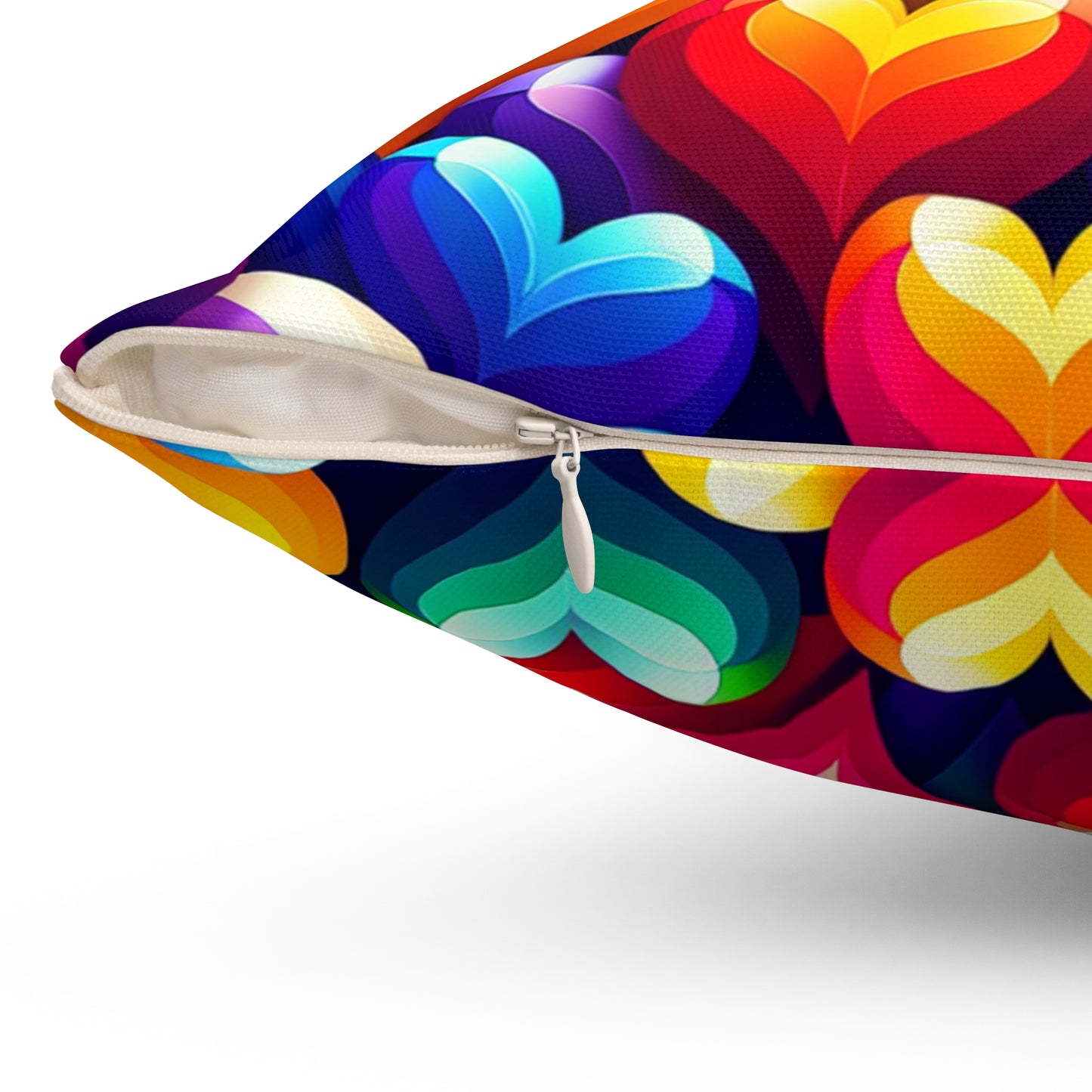 Spun Polyester Square Pillow (Colorful Hearts)
