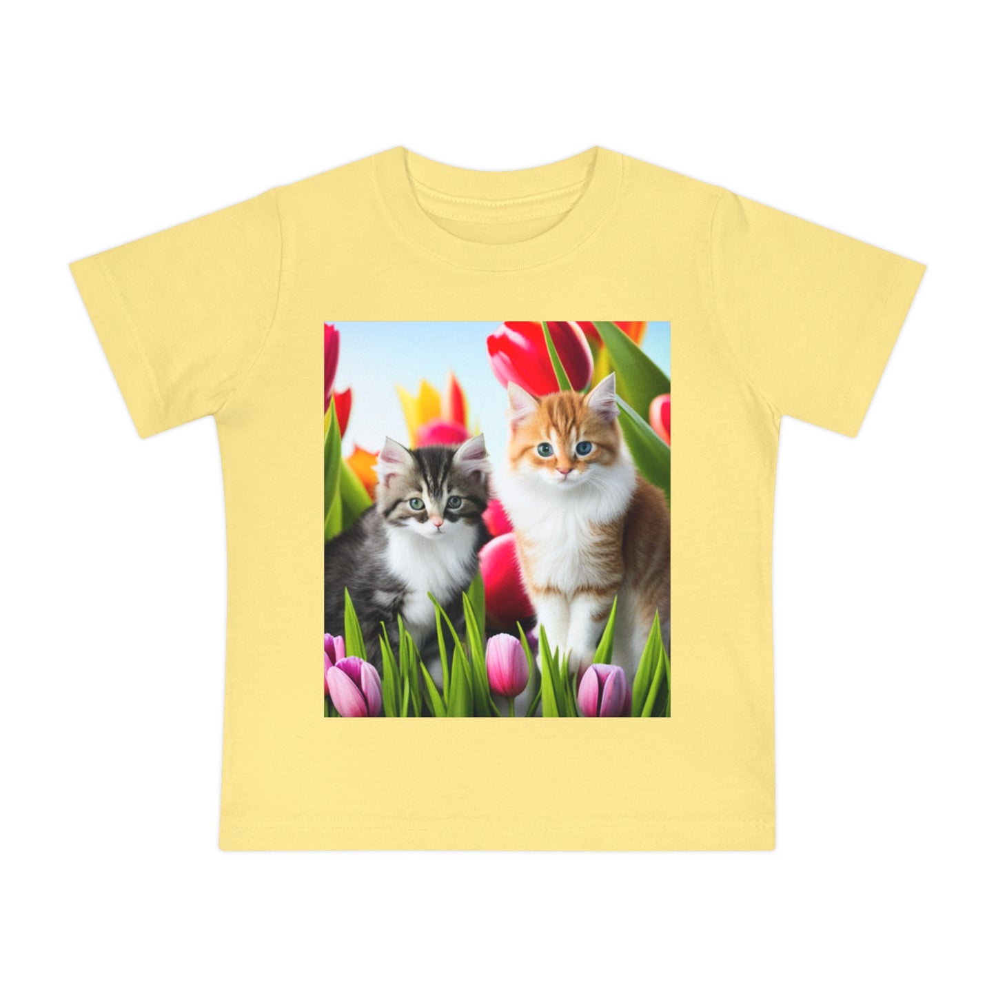 Baby Short Sleeve T-Shirt (Kittens/Tulips)