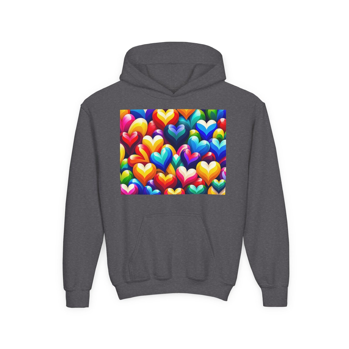 Youth Heavy Blend Hooded Sweatshirt (Colorful Hearts)