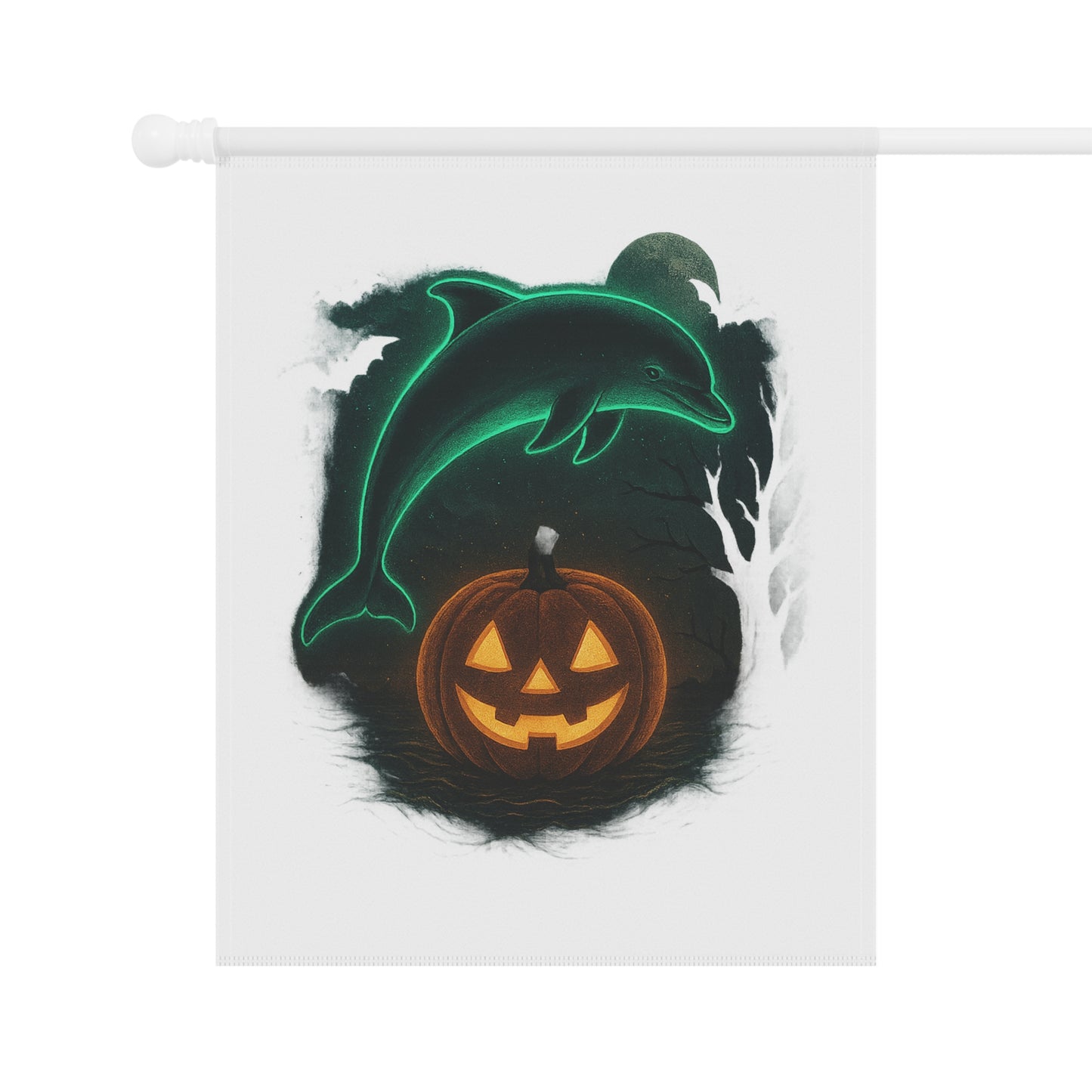 Spooky Dolphin Halloween Garden Flag – Outdoor Yard Decor