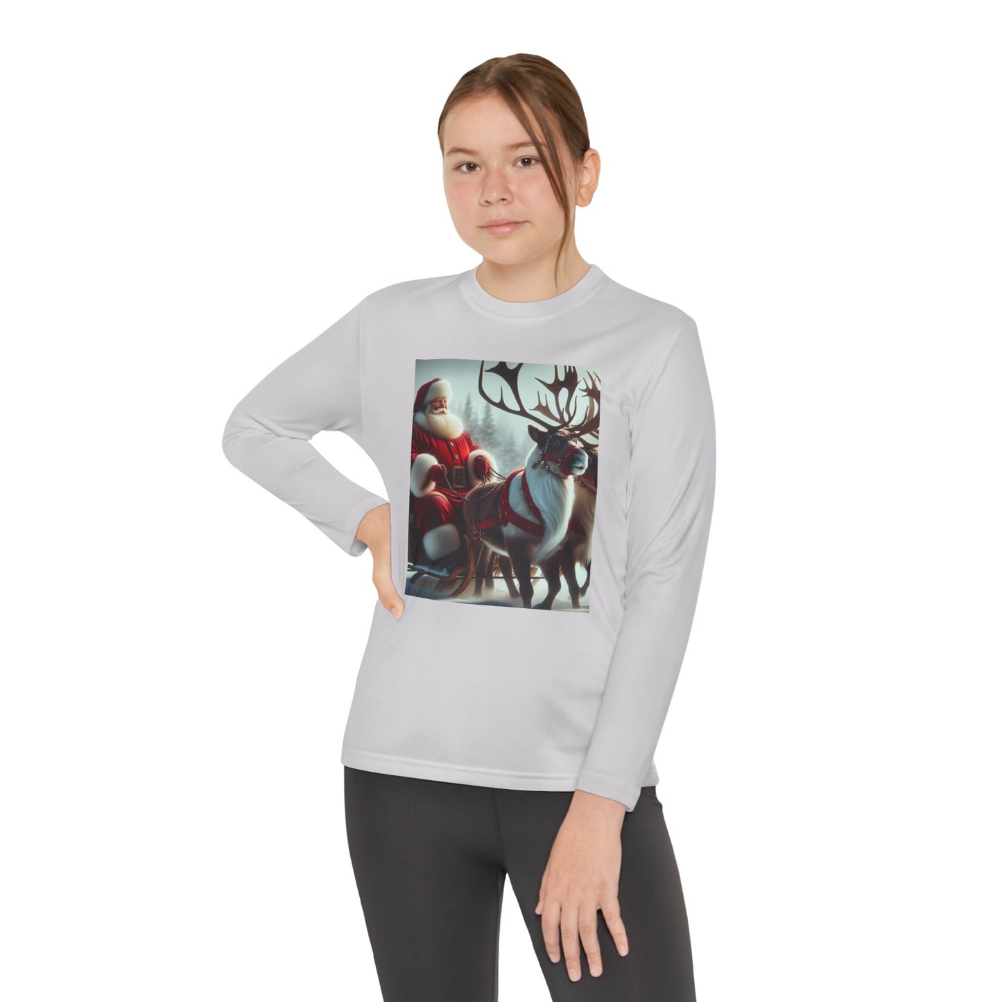 Youth Long Sleeve Competitor Tee (Santa/Reindeer)