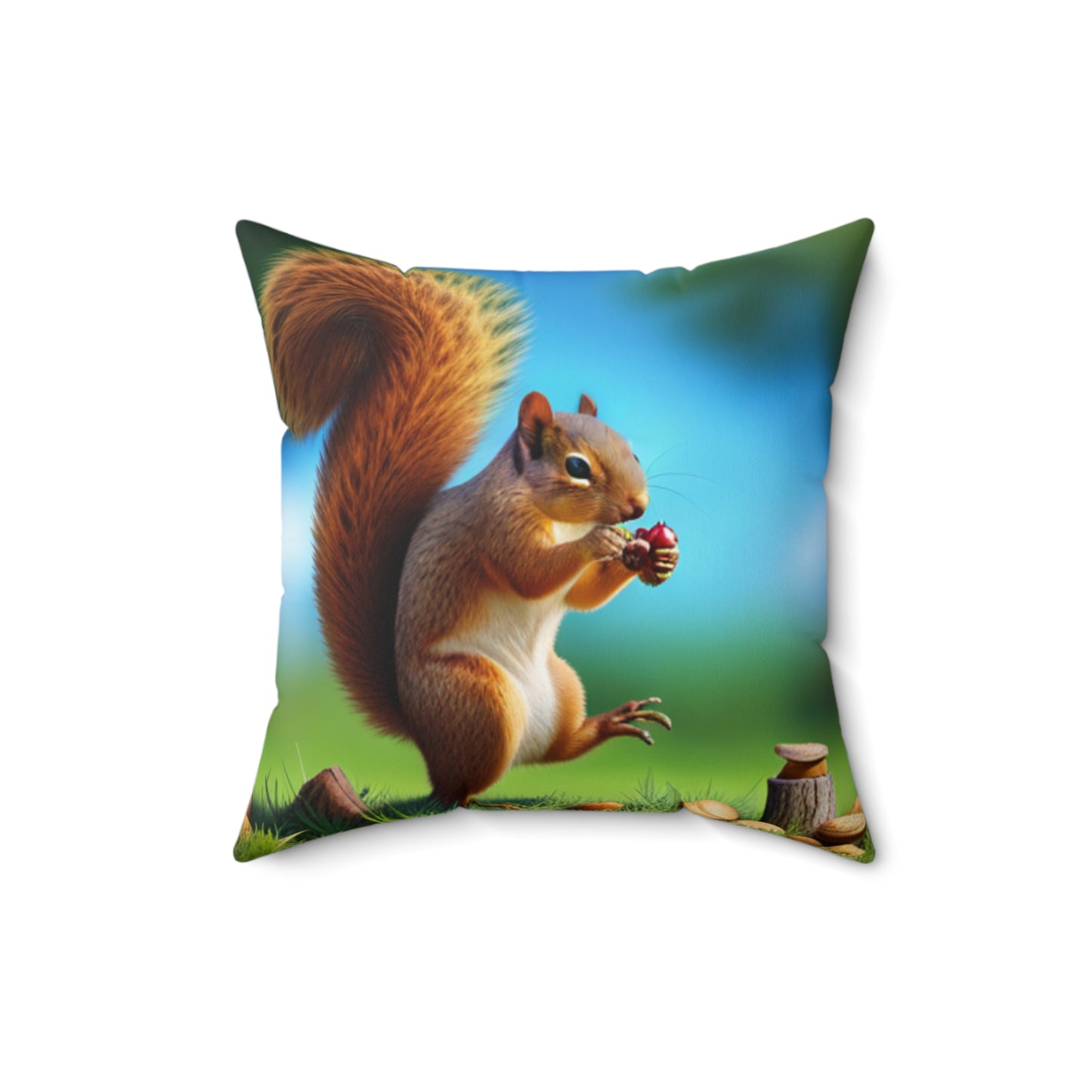 Spun Polyester Square Pillow (Squirrel)