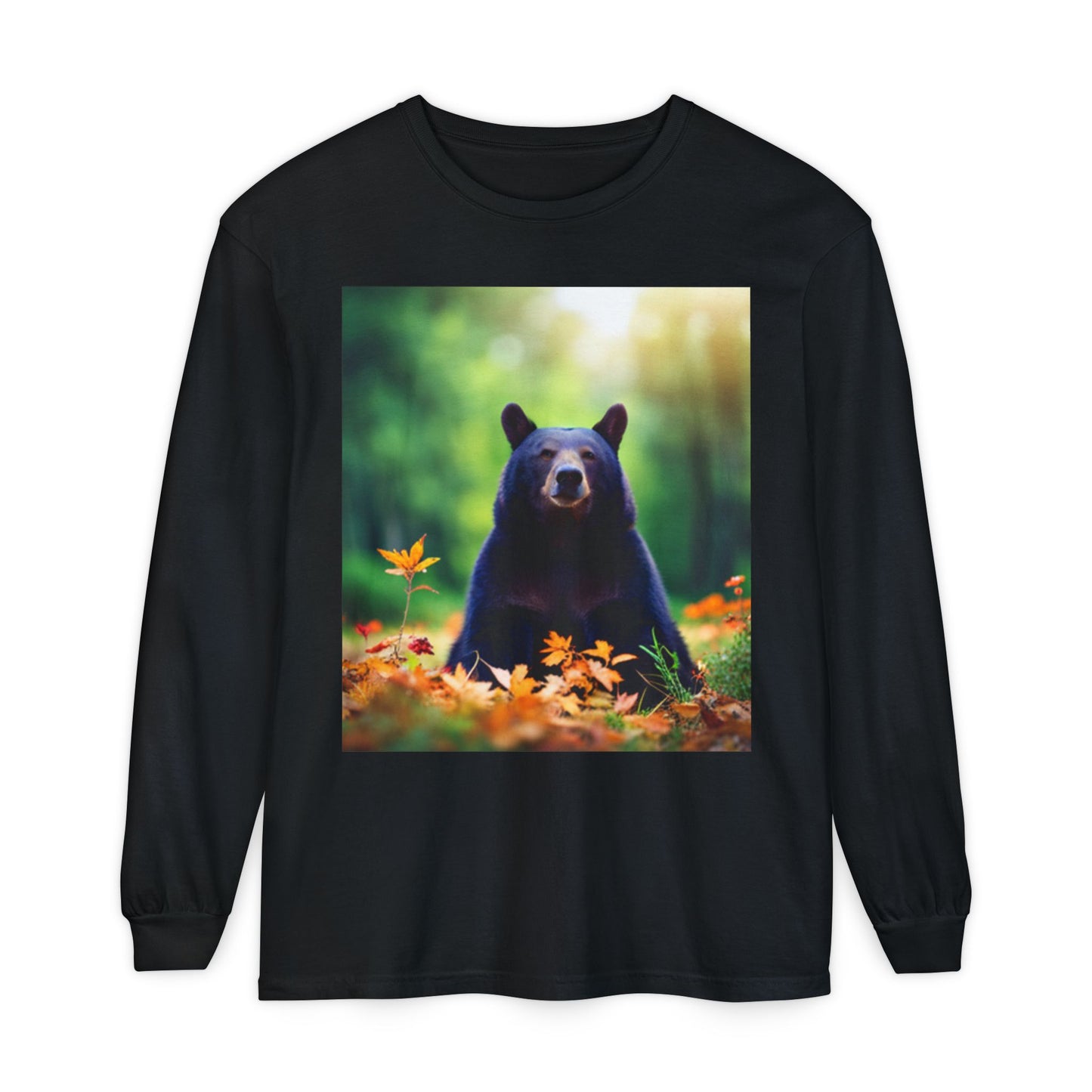 Unisex Garment-dyed Long Sleeve T-Shirt (Bear)