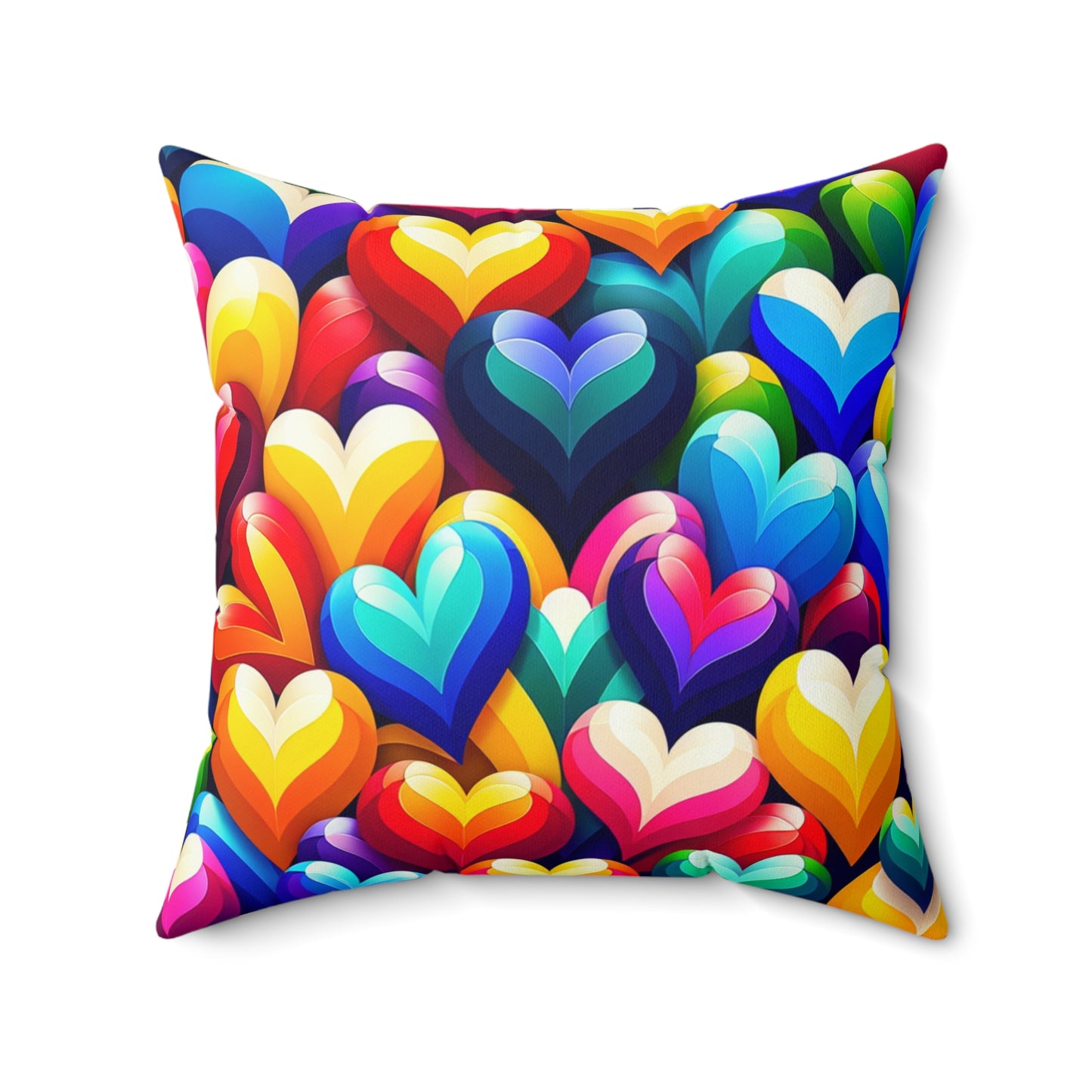 Spun Polyester Square Pillow (Colorful Hearts)