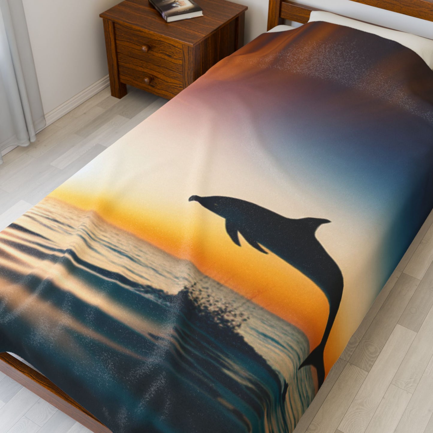 Velveteen Plush Blanket (Dolphin Sailboat)