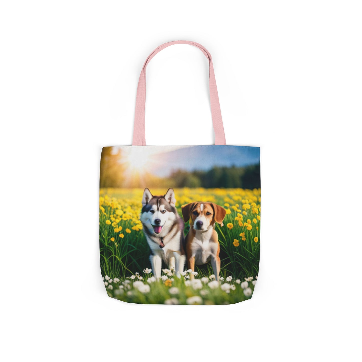 Canvas Tote Bag, 5-Color Straps (Husky/Beagle)