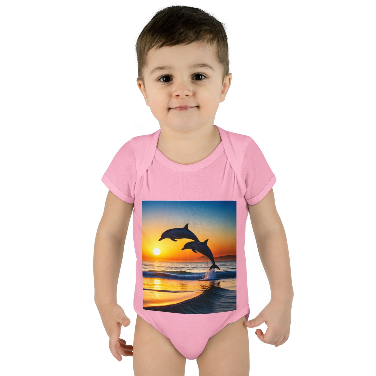 Infant Baby Rib Bodysuit (Dolphins)