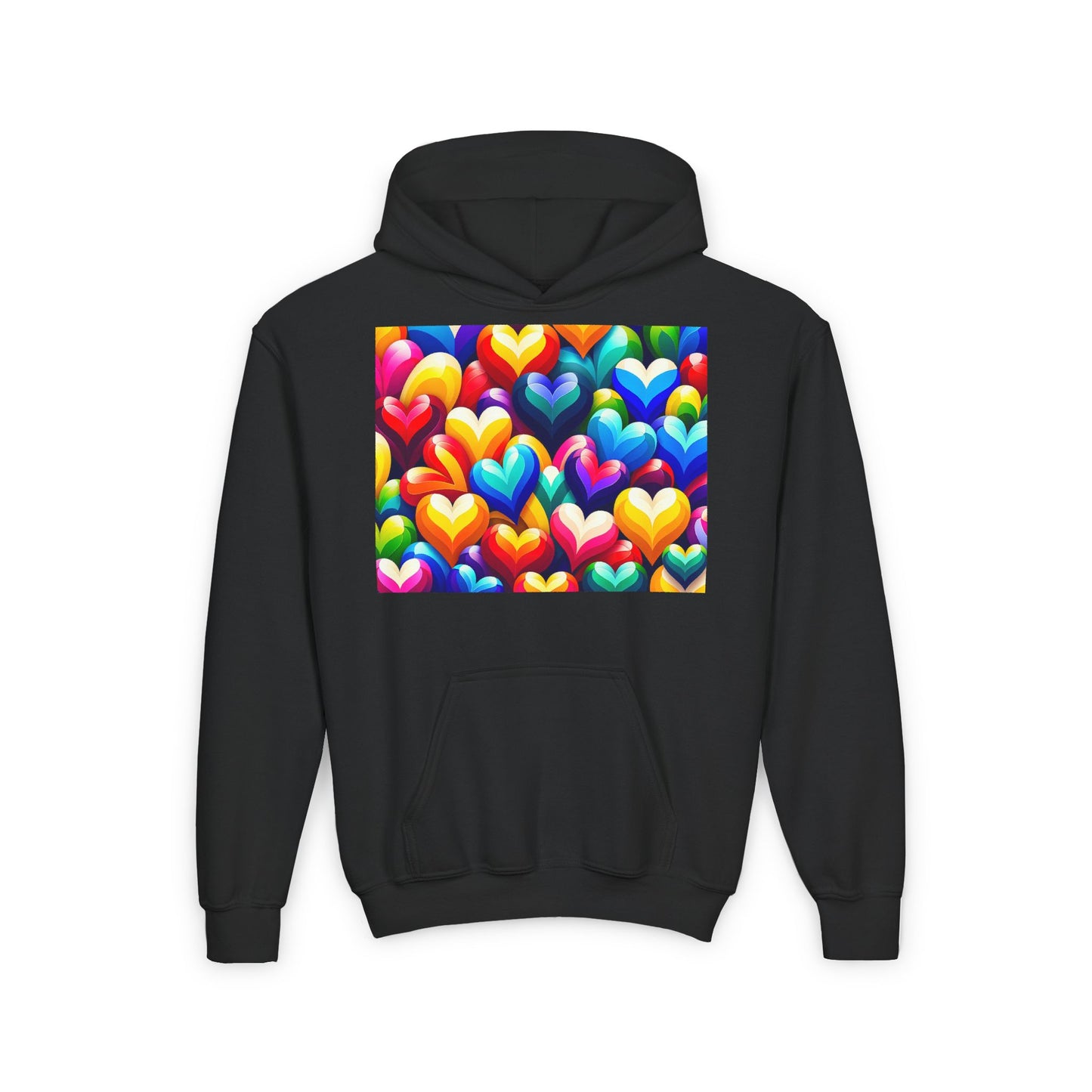 Youth Heavy Blend Hooded Sweatshirt (Colorful Hearts)