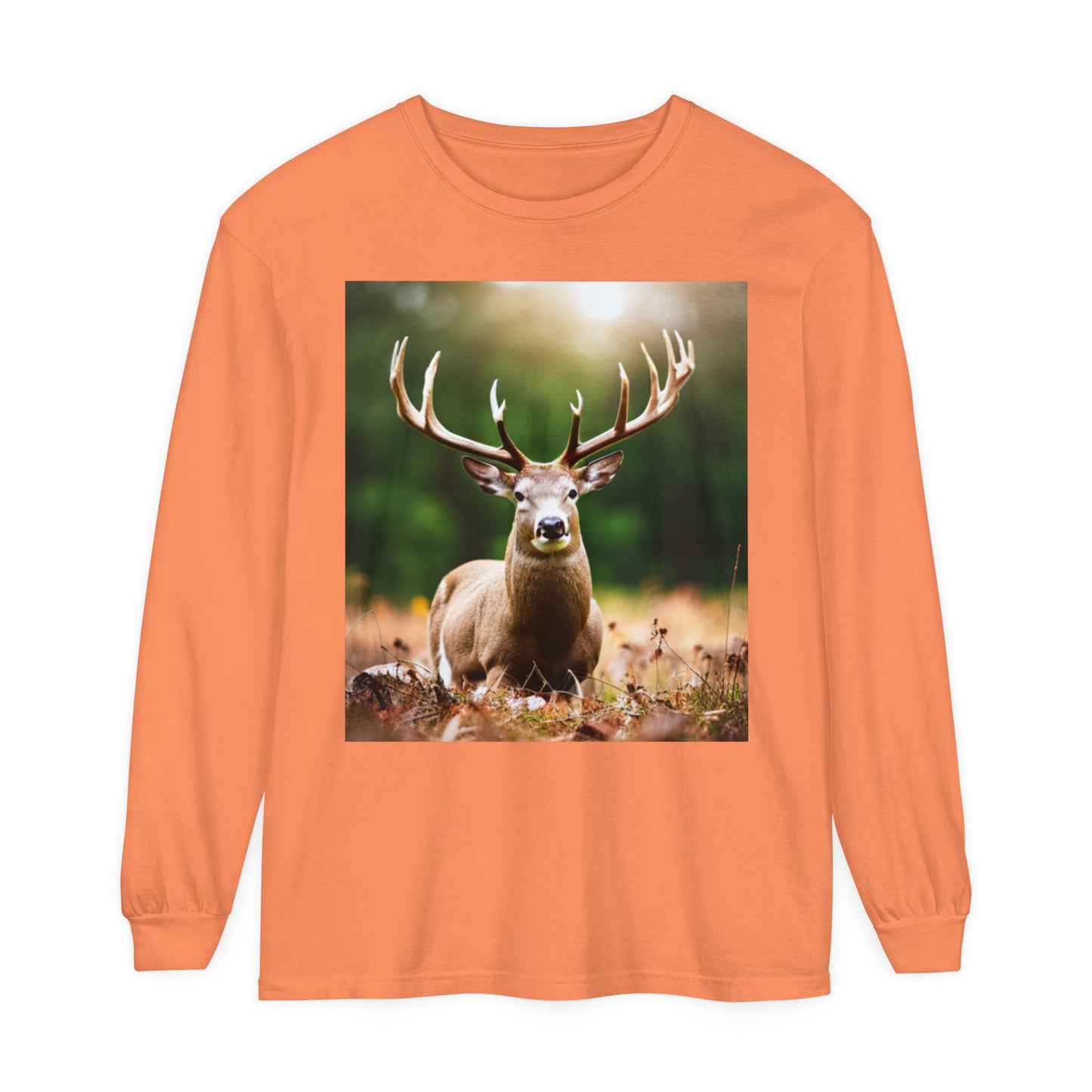 Unisex Garment-dyed Long Sleeve T-Shirt (Deer)