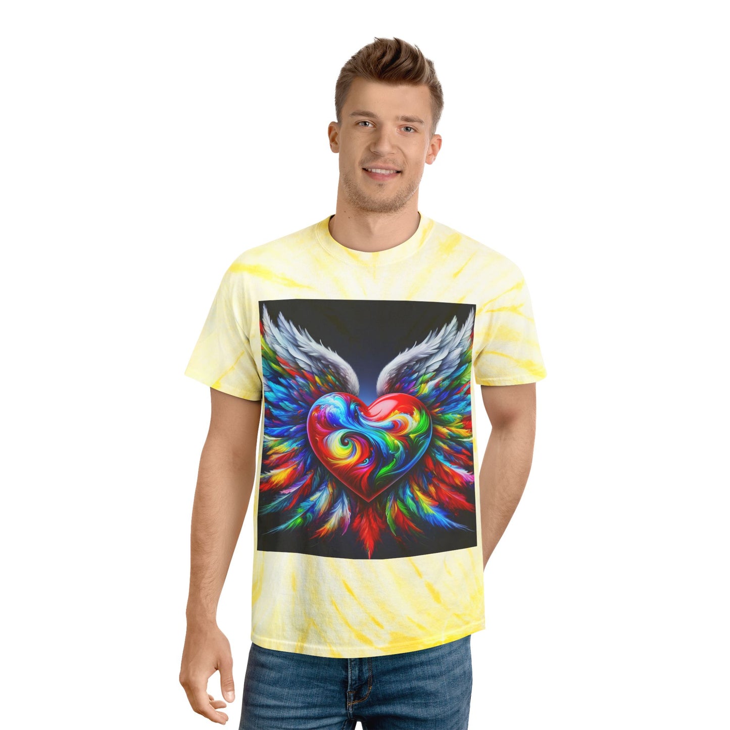 Vibrant Tie-Dye Tee with Heart Design - Celebrate Love & Freedom