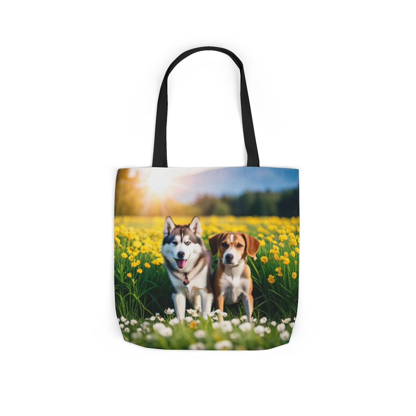 Canvas Tote Bag, 5-Color Straps (Husky/Beagle)