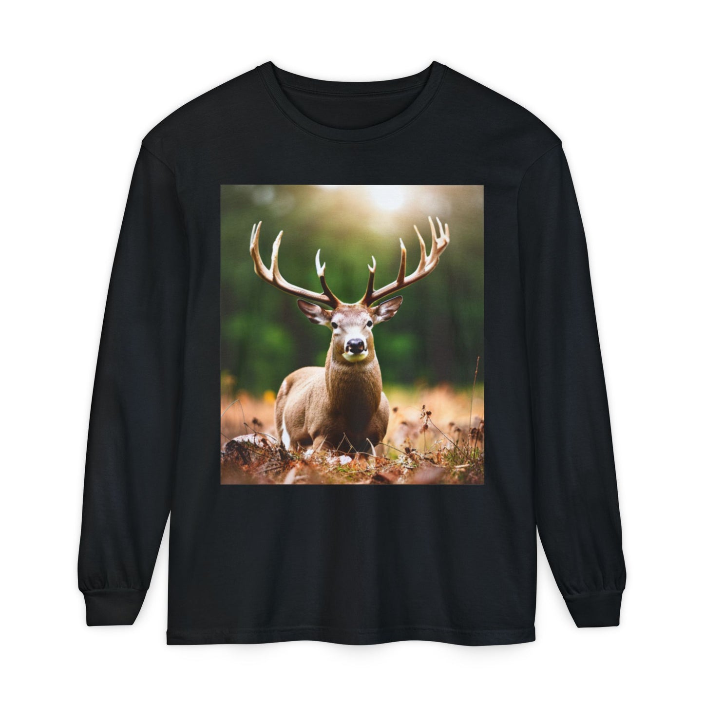 Unisex Garment-dyed Long Sleeve T-Shirt (Deer)