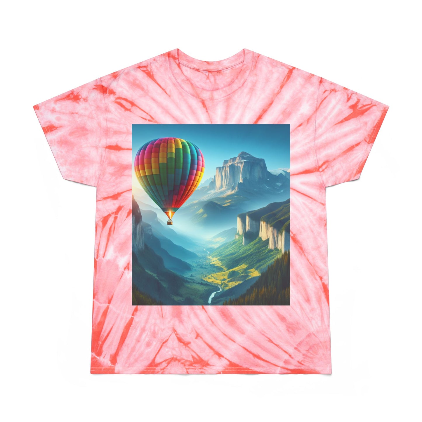 Cyclone Tie-Dye Tee with Hot Air Balloon Design - Vibrant Summer Graphic Tee