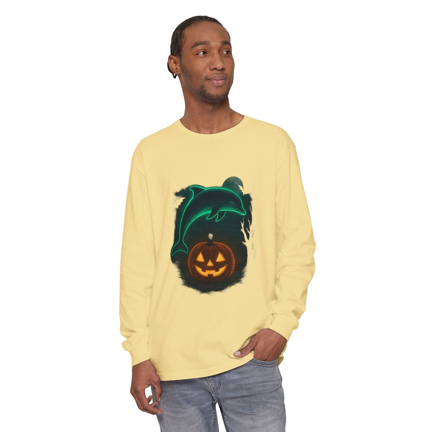 Spooky Dolphin Halloween Long Sleeve Tee