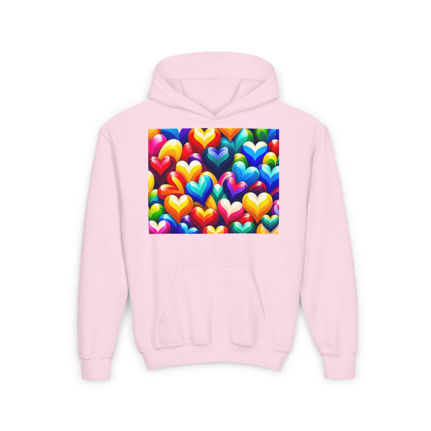 Youth Heavy Blend Hooded Sweatshirt (Colorful Hearts)