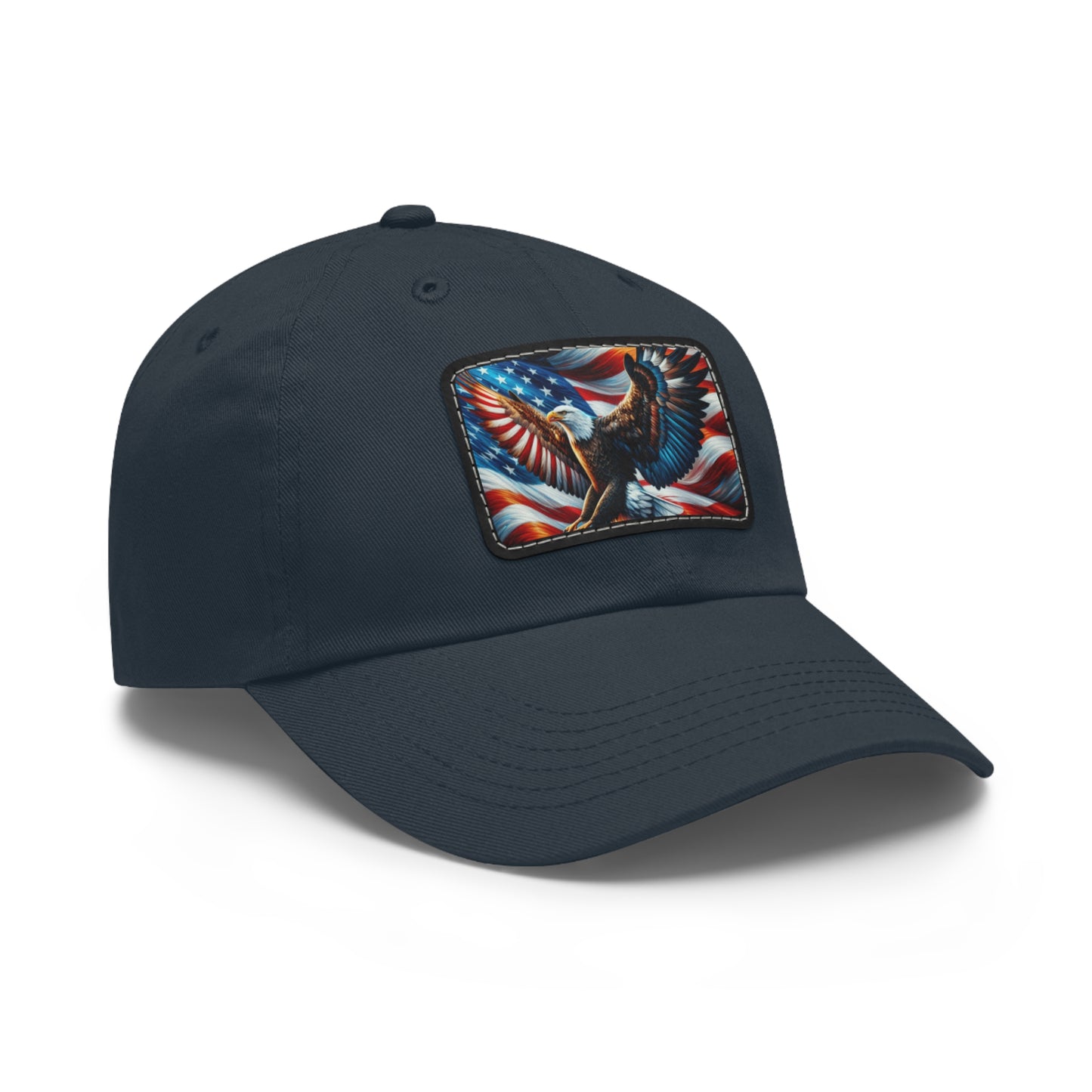 Dad Hat with Leather Patch (Rectangle) (Eagle)