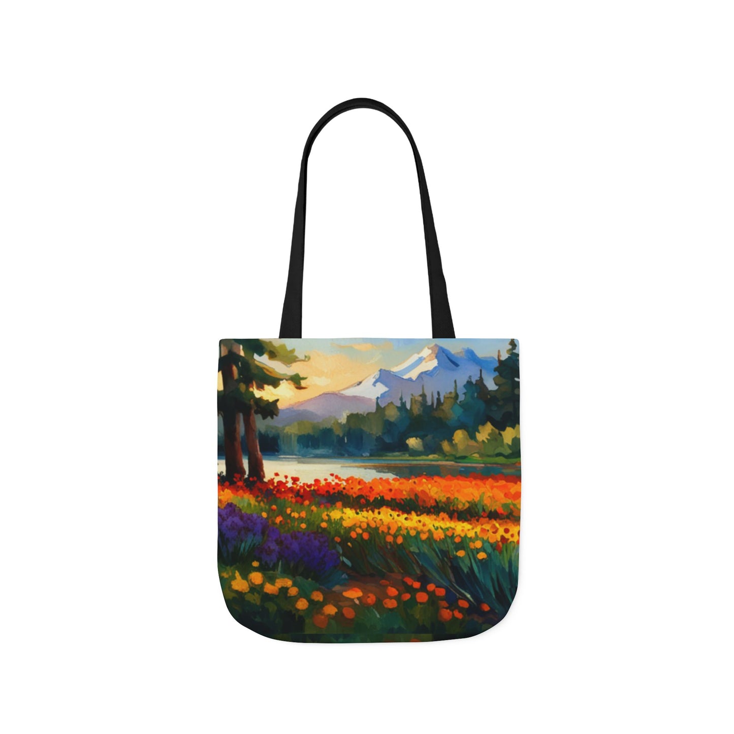 Canvas Tote Bag, 5-Color Straps (Flower Meadow)
