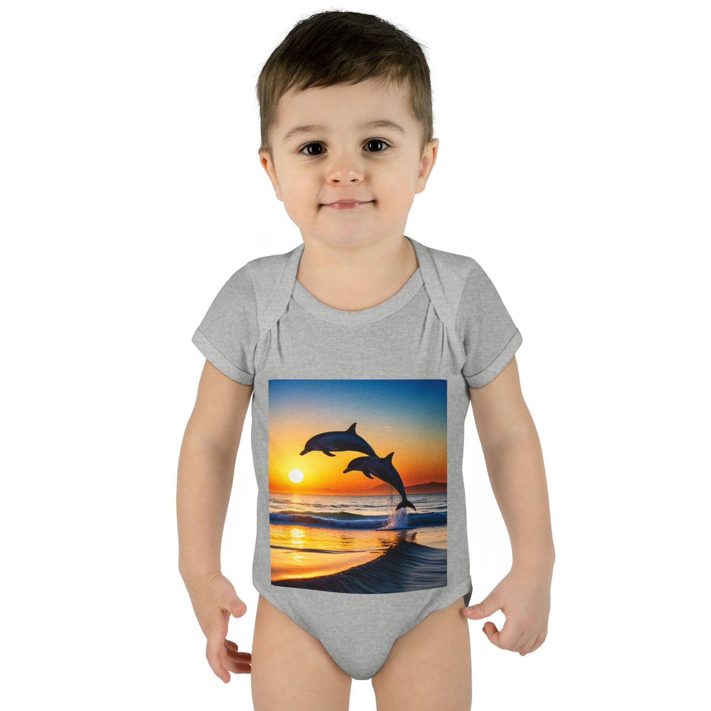 Infant Baby Rib Bodysuit (Dolphins)