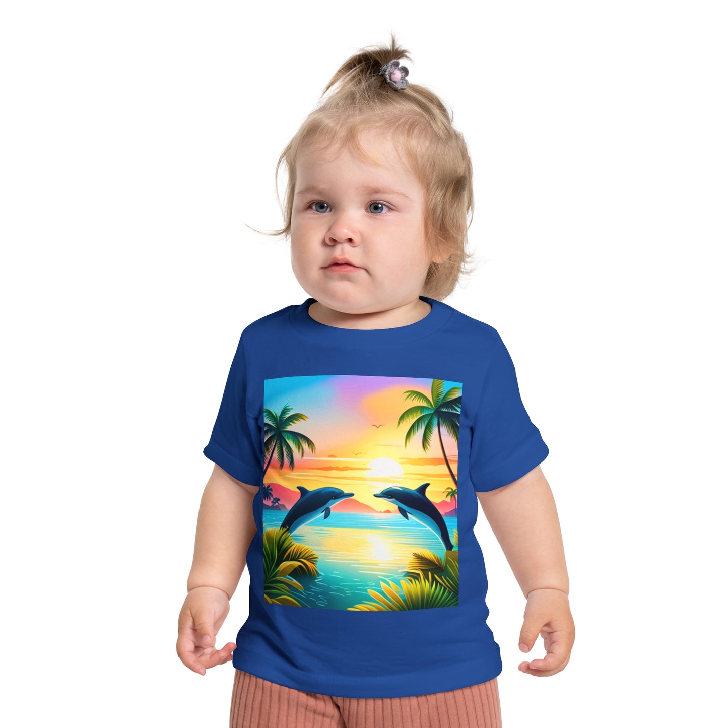 Baby Short Sleeve T-Shirt (Dolphin Palm Tree)