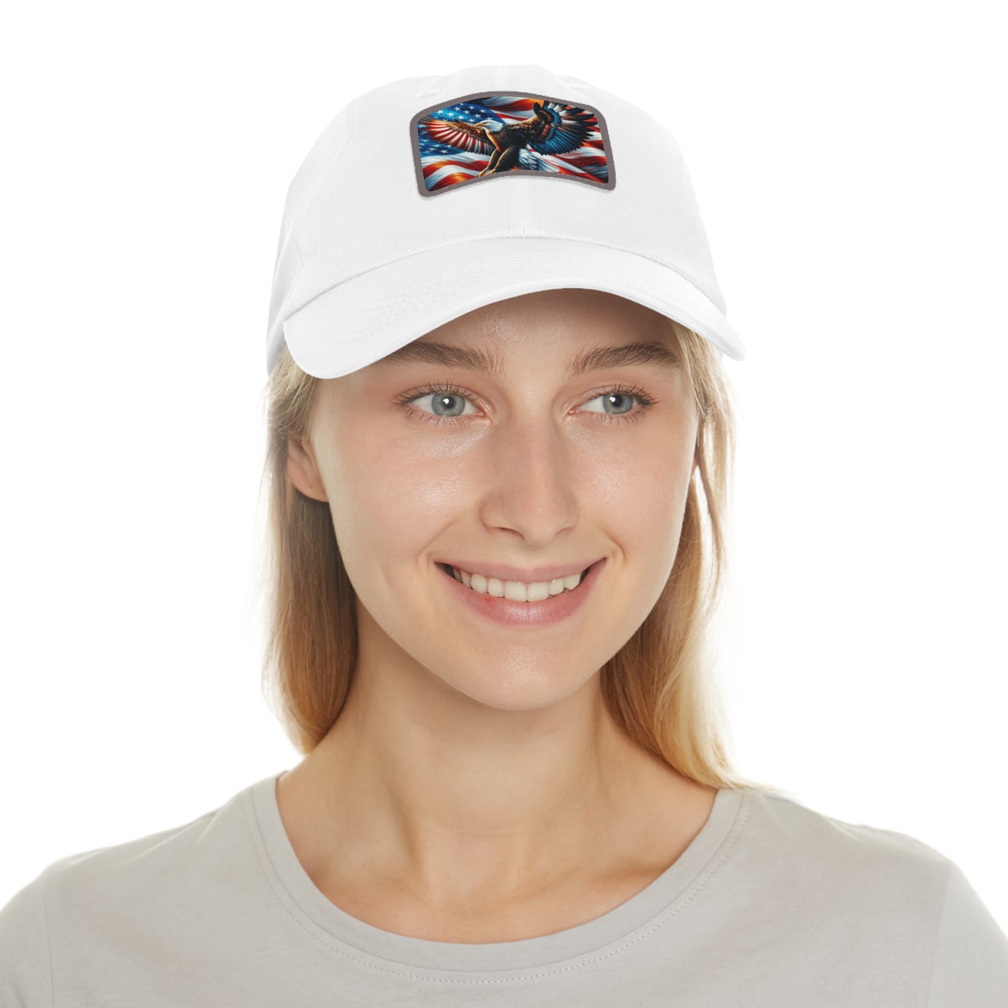 Dad Hat with Leather Patch (Rectangle) (Eagle)
