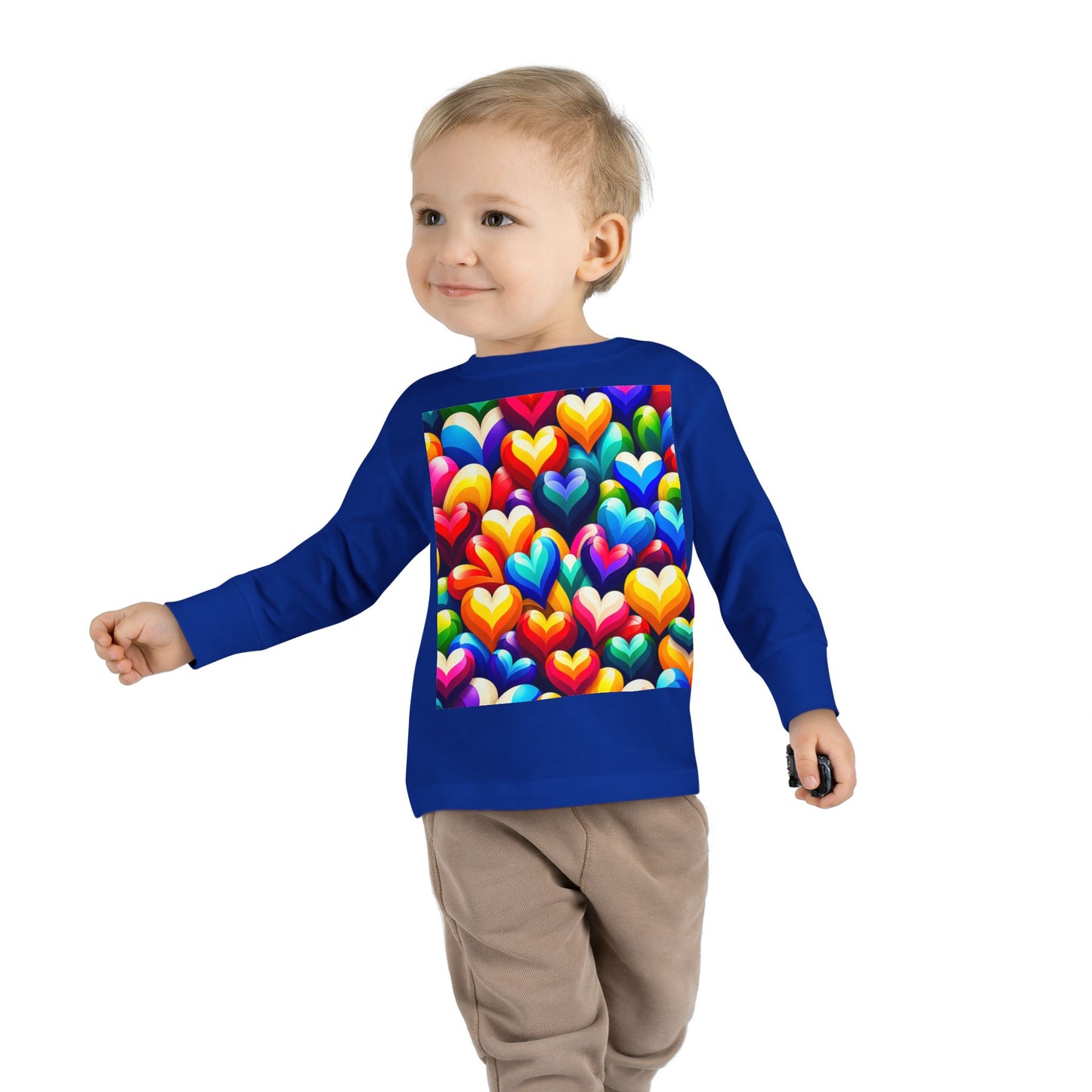 Toddler Long Sleeve Tee (Colorful Hearts)