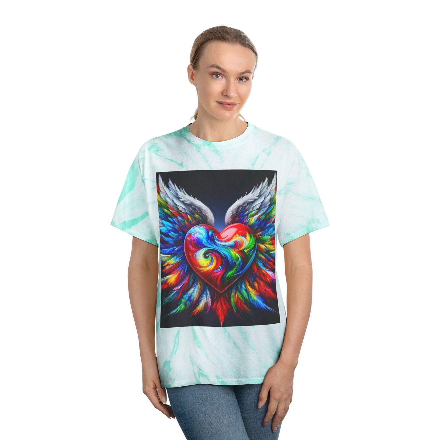 Vibrant Tie-Dye Tee with Heart Design - Celebrate Love & Freedom