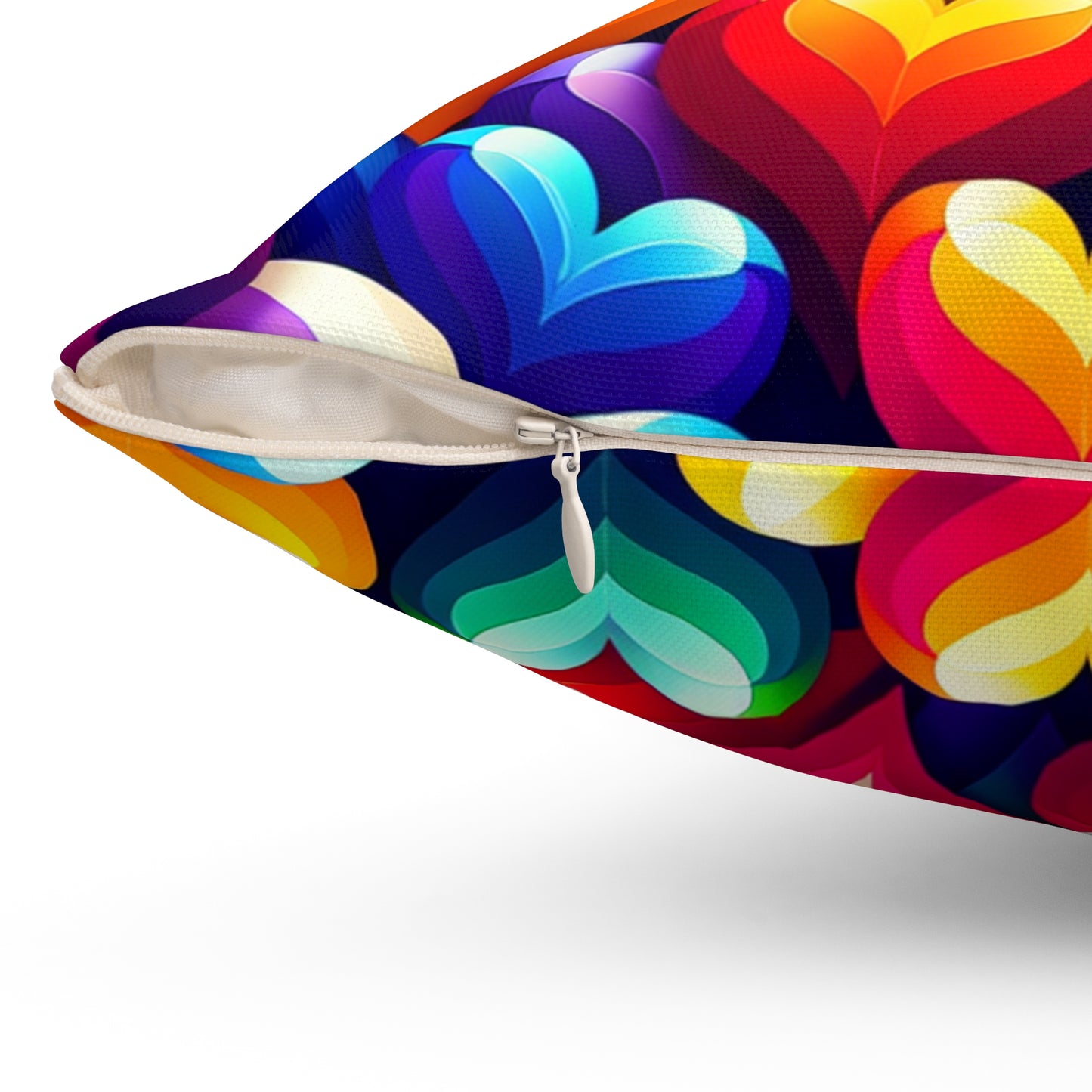 Spun Polyester Square Pillow (Colorful Hearts)