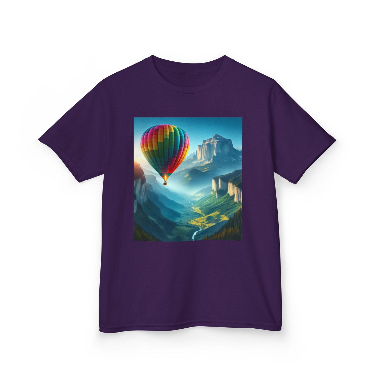 Kids Heavy Cotton™ Tee - Colorful Hot Air Balloon Adventure Tee for Young Explorers