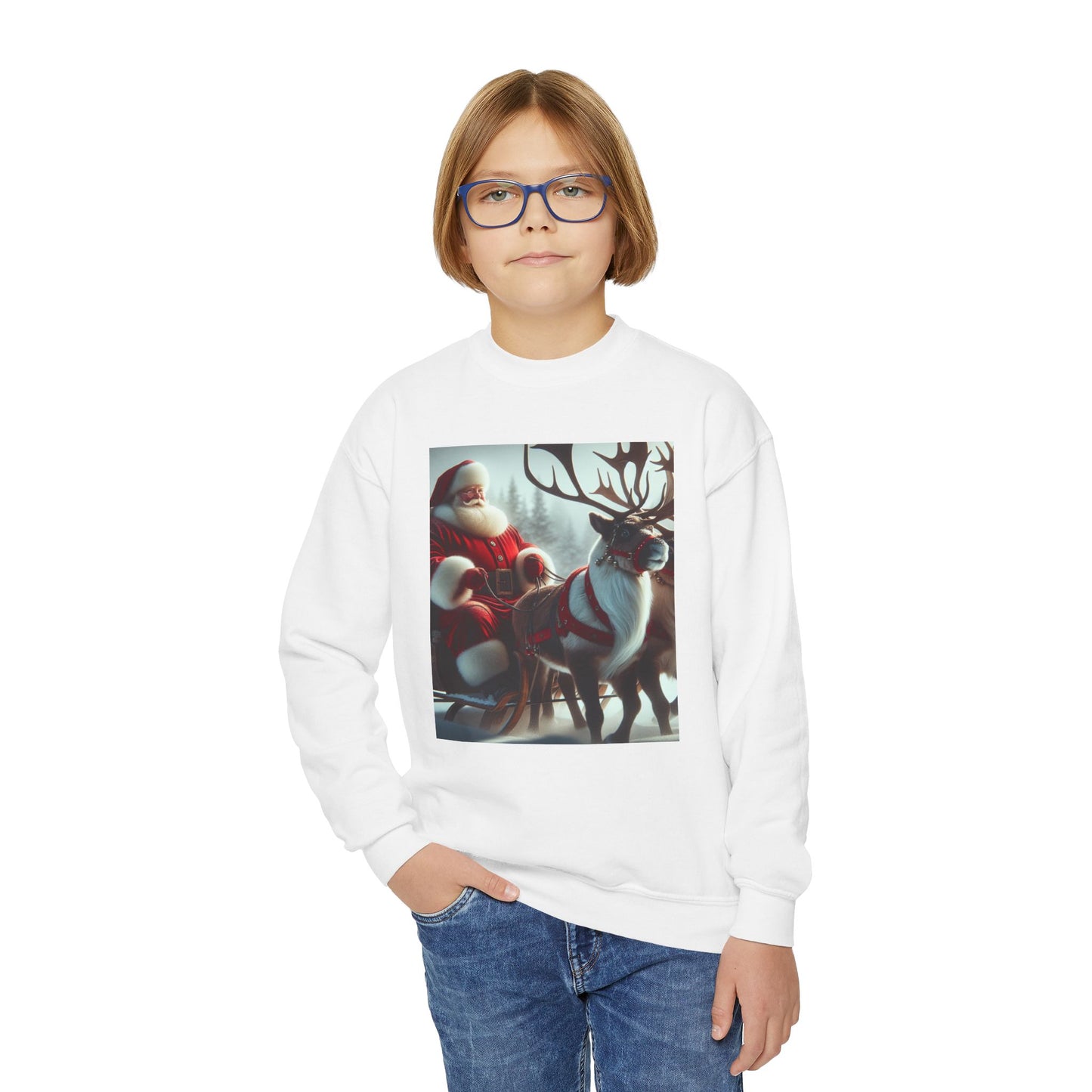 Youth Crewneck Sweatshirt (Santa/Reindeer)