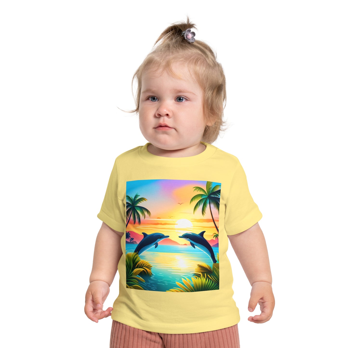 Baby Short Sleeve T-Shirt (Dolphin Palm Tree)