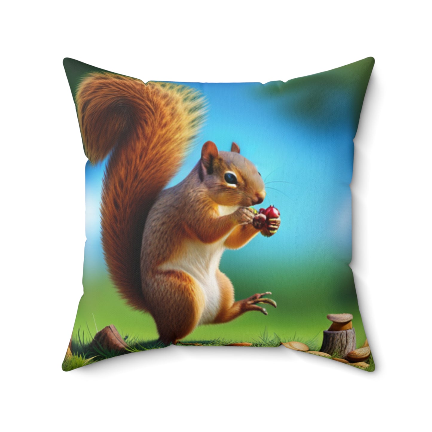 Spun Polyester Square Pillow (Squirrel)