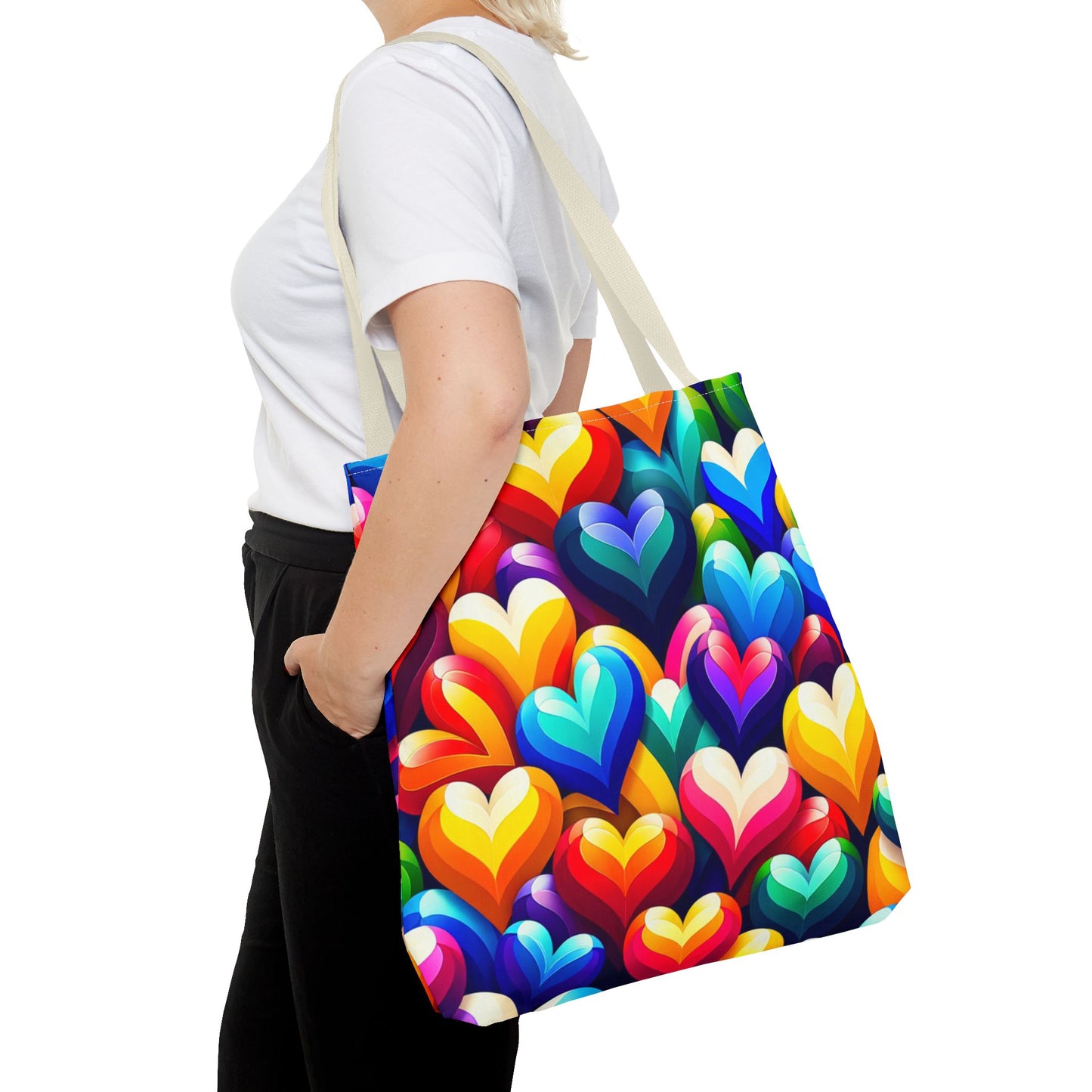Tote Bag (AOP) (Colorful Hearts)