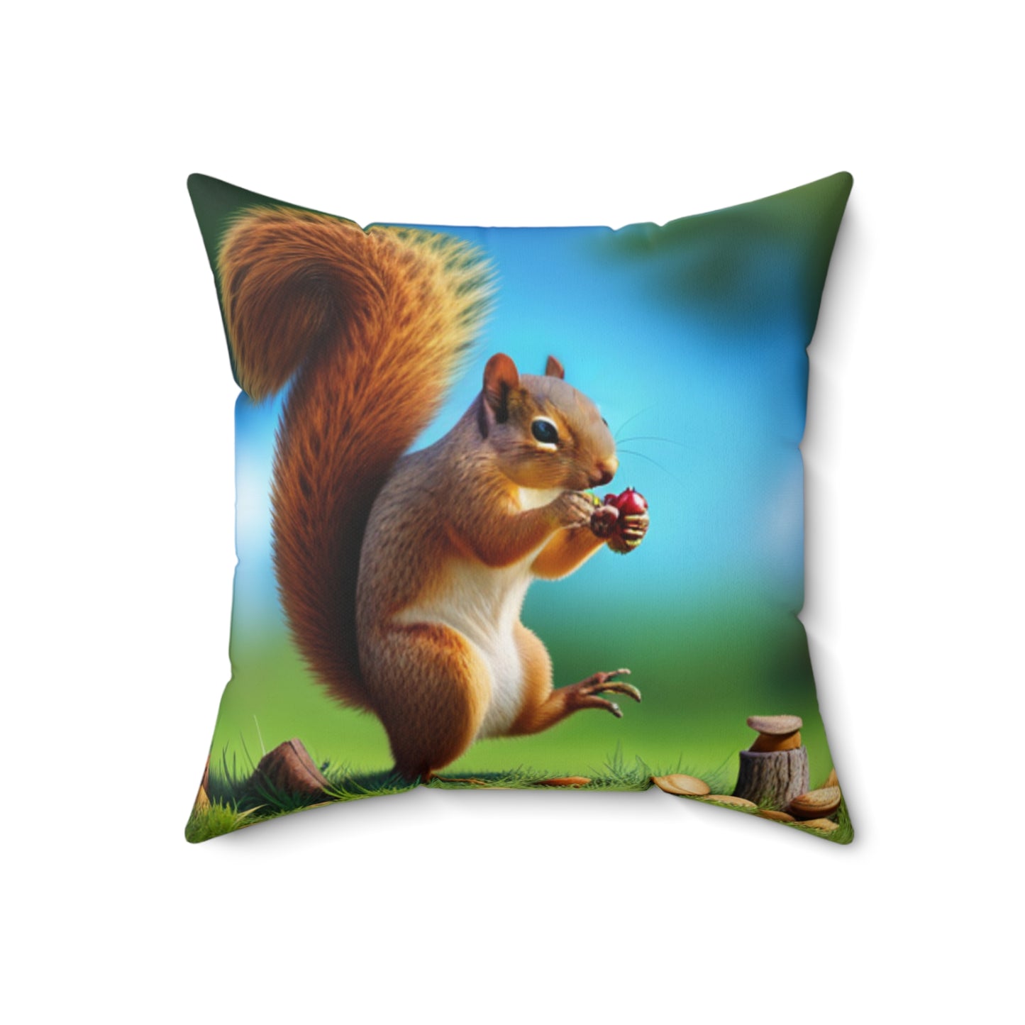 Spun Polyester Square Pillow (Squirrel)