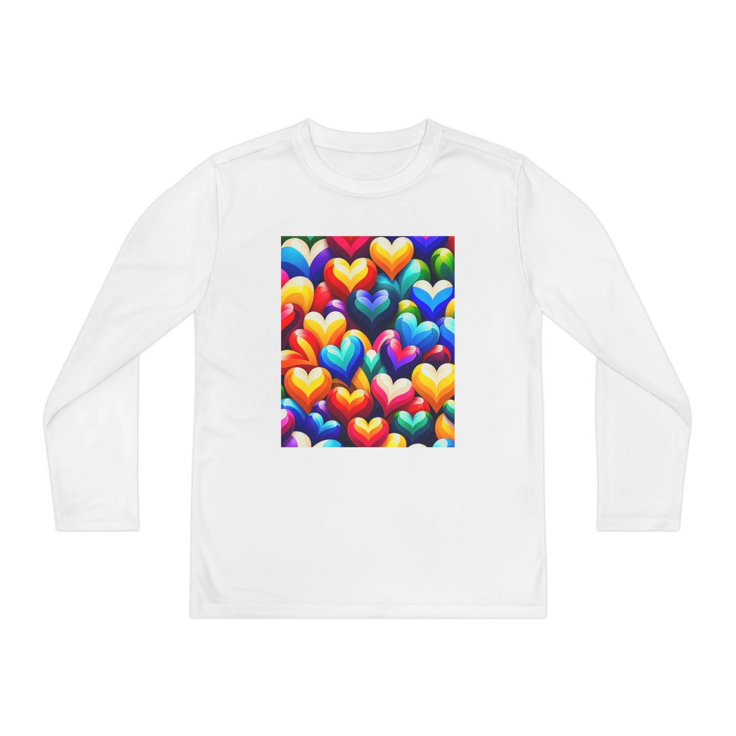 Youth Long Sleeve Competitor Tee (Colorful Hearts)